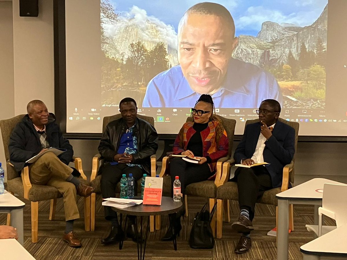 WitsPress's tweet photo. What an informative discussion on #intrapreneurship & #innovation at the book launch of #TheIntrapreneur’sJourney @witsbschool with co-authors #Diran Soumonni, @MjumoMzyece, @hughmolotsi & Prof Mills Soko #wbsevents #innovation #employees #Entrepreneurship https://t.co/up5sNEEaSE