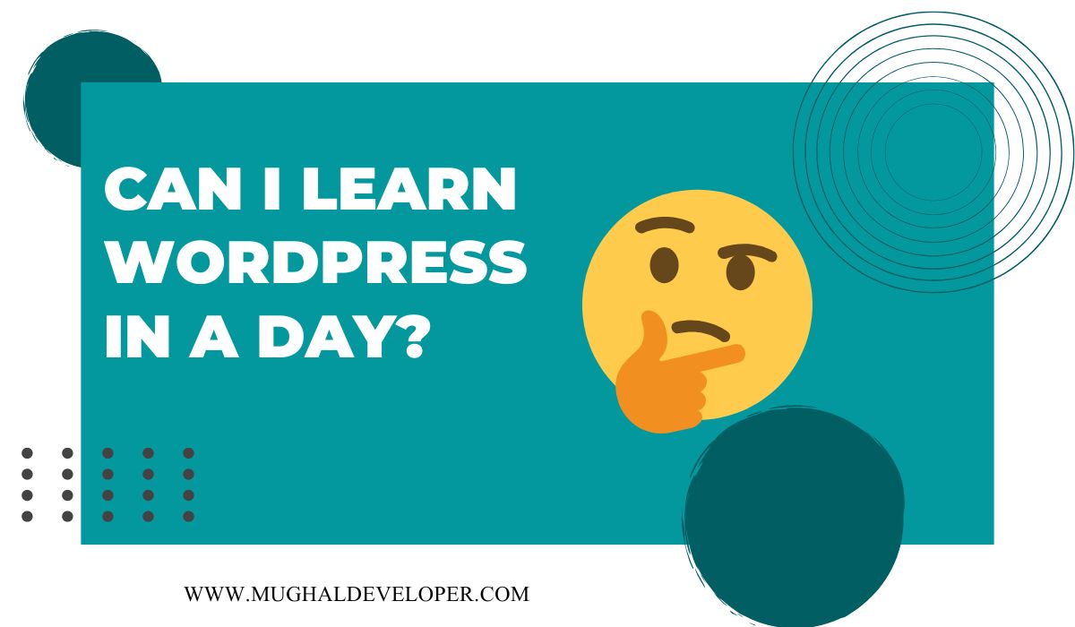 Mrafehy's tweet image. &quot;Unlock the power of WordPress in just one day! 🚀✨ Whether you&apos;re a beginner or experienced, our comprehensive course will take you from zero to pro.  🌟 #WordPressMastery
mughaldeveloper.com/can-i-learn-wo…