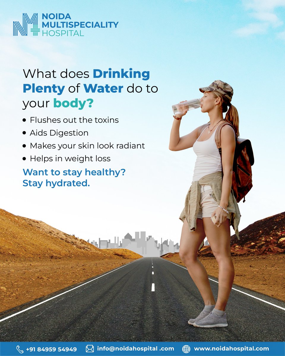 #Drinkingwater has plenty of benefits.

Regulating body temperature to lubricating all your joints

If you are someone who #neglects drinking water, set an aim today!

Follow for more: noidahospital.com

#noidamultispecialityhospital #multispecialityhospital