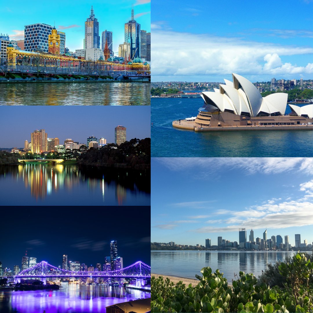 Avustralya’dan beş 🖐️ şehir, @TheEIU Küresel Yaşanabilirlik Endeksi'ne göre 2023 yılında dünyanın en yaşanabilir 20 şehri arasına girdi! 🏙️ 🇦🇺 👇

#3 Melbourne
#4 Sydney
#12 Adelaide
#13 Perth
#16 Brisbane