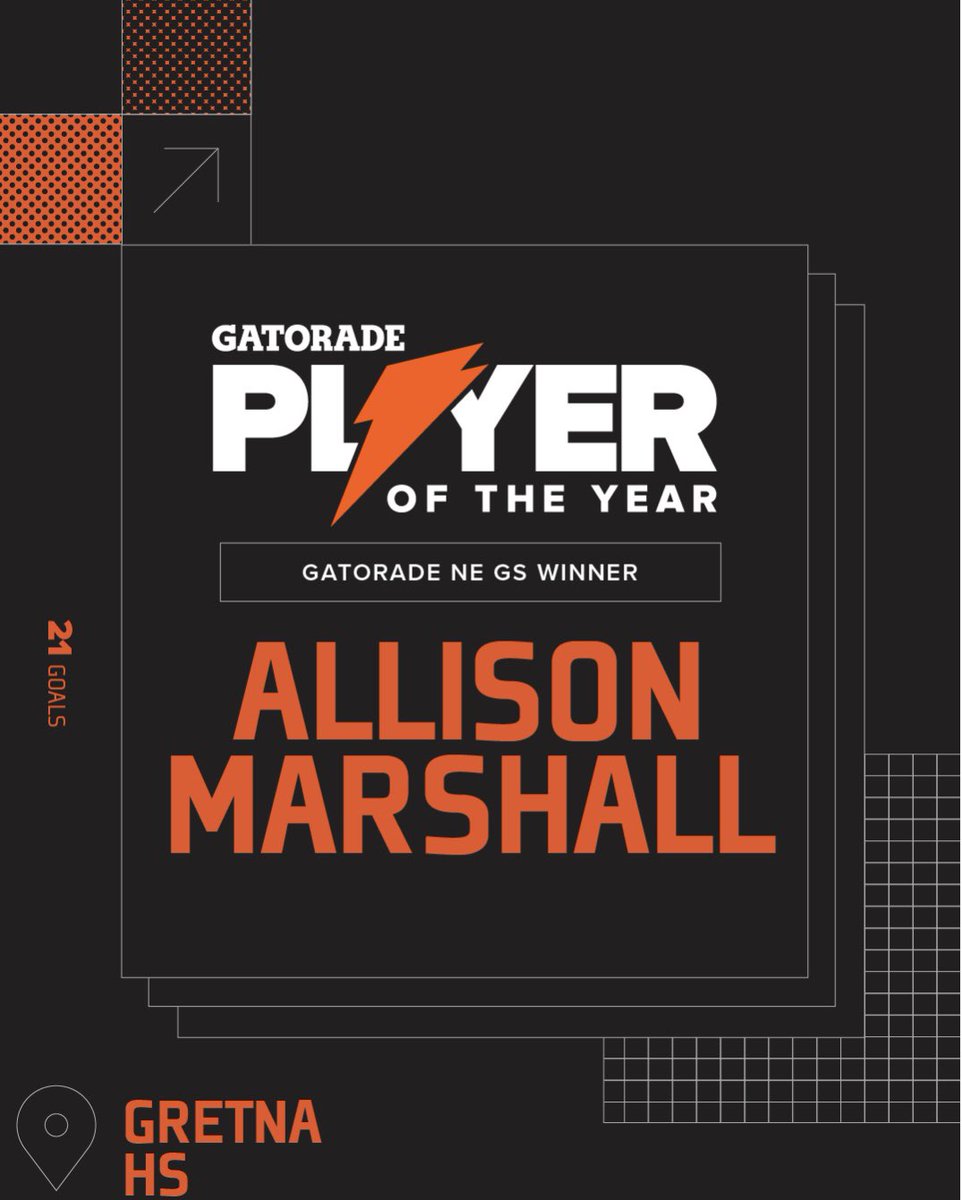 Congratulations to our own Allison Marshall for being named the 2022-2023 GPOY in Nebraska! 

As a two time winner of this award, she joins a prestigious list of tremendous soccer players. 

Allison combines special talent with extraordinary character! We are so proud!
