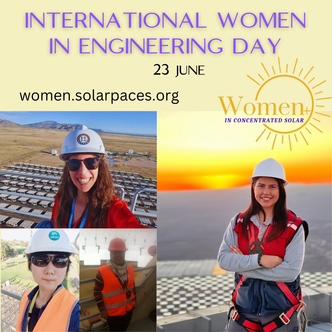WomenConcSolar's tweet photo. Happy International Women in Engineering Day! #INWED23 
@WomenConcSolar supports and promotes women and underrepresented genders in concentrated solar thermal. Join our expert database!
#InternationalWomenInEngineeringDay #womeninstem #solarthermal #concentratedsolar https://t.co/RWokOdwWgS