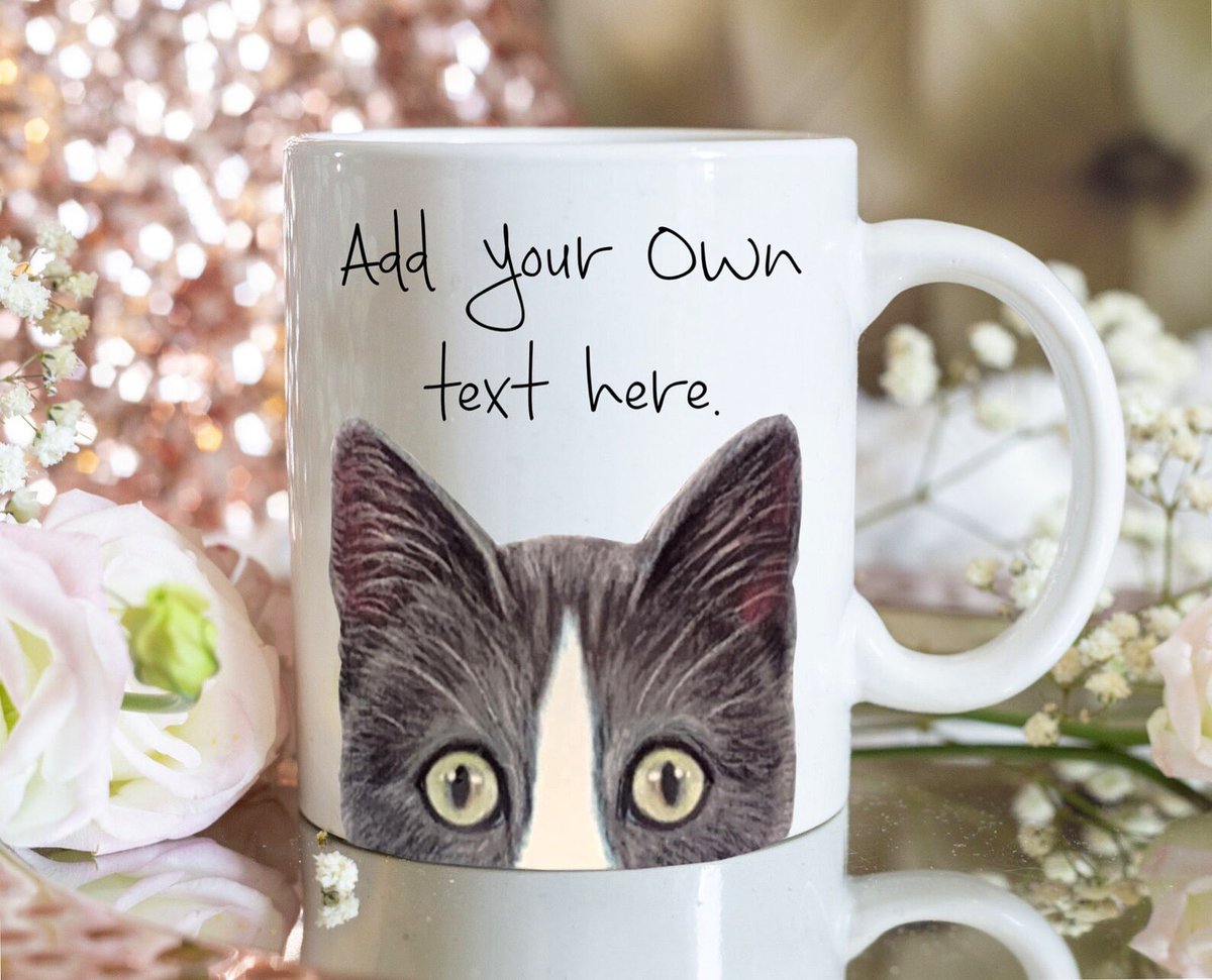 Gray and White Tuxedo Mug etsy.com/listing/832659… #tuxedocat #grayandwhitecats #CatsOfTwitter #caturdayeve