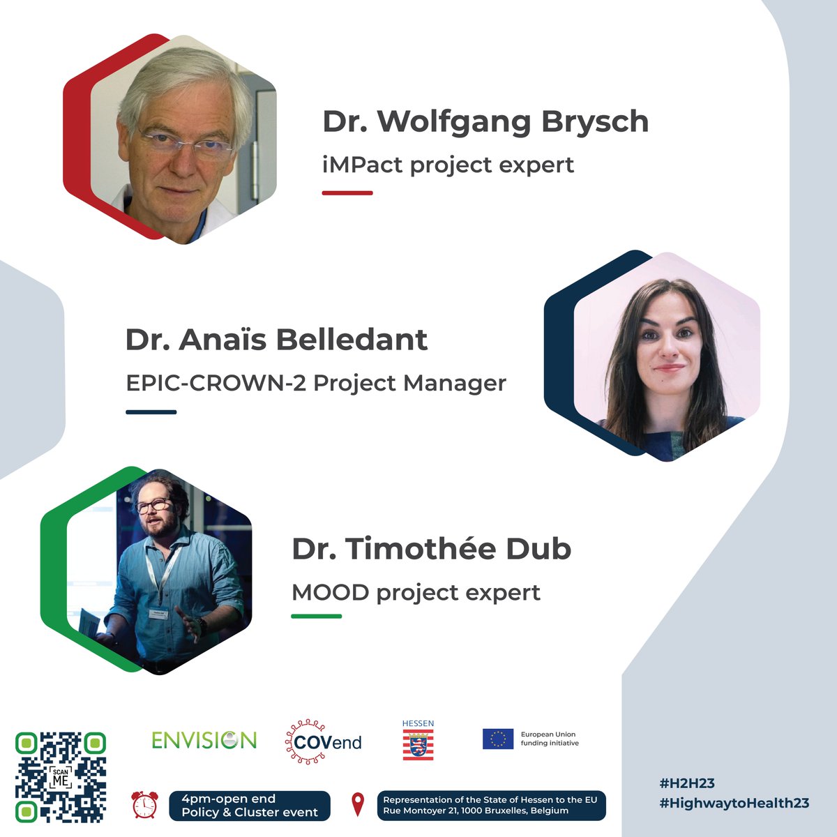 eu_envision's tweet photo. 📣Time to meet our next set of #expertspeakers joining us at #HighwaytoHealth2023 - A #Policy &amp; Cluster #event addressing the future of #healthcare in #Europe! Cick the link for full bios 👉https://t.co/KprTmjoeeI #H2H23 #ENVISION #COVend #healthpolicy #RandD #clusterevent https://t.co/TP1iJ58vux