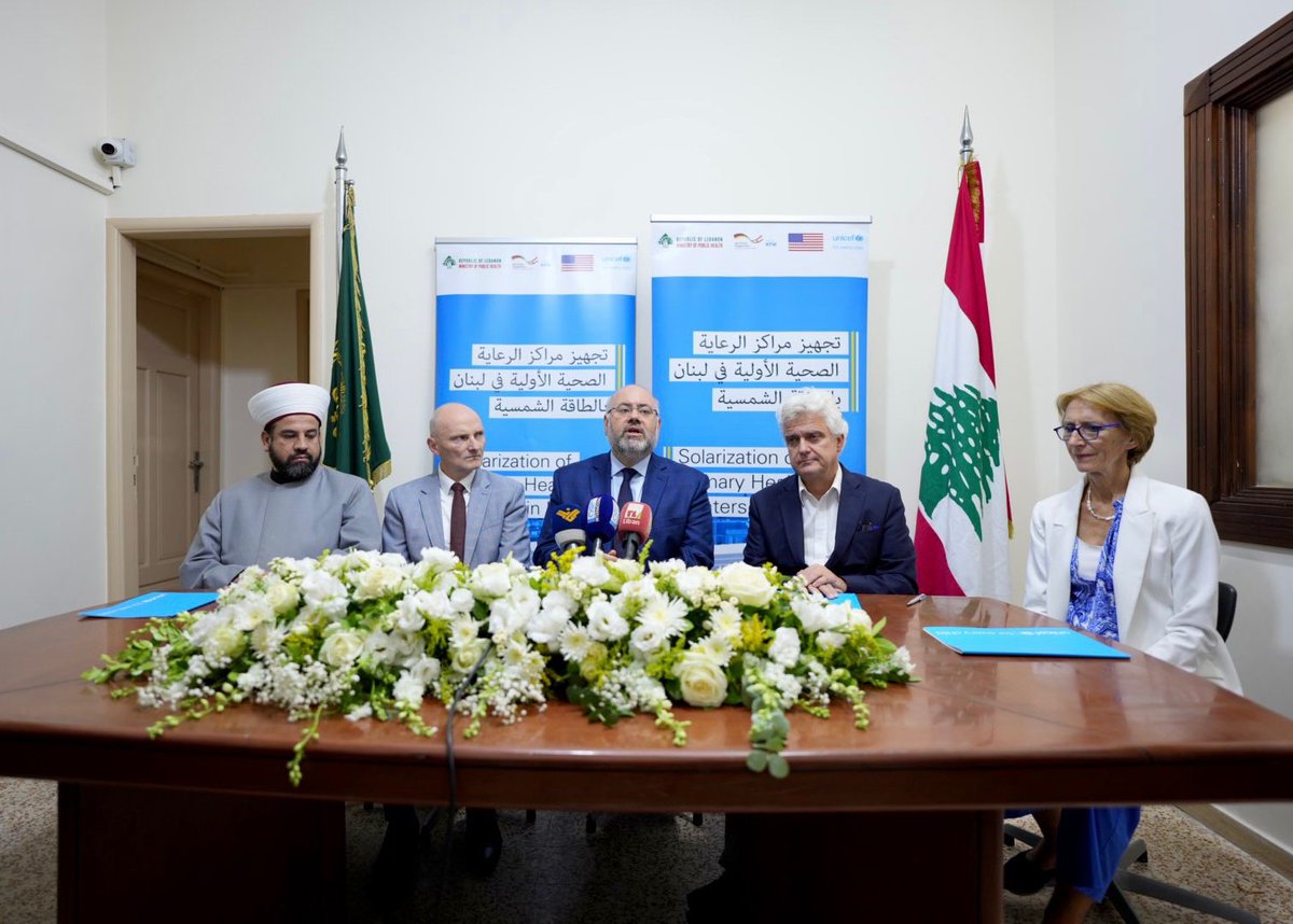 We <a href="/GermanEmbBeirut/">Germany in Lebanon 🇩🇪🇱🇧</a> via <a href="/KfW_FZ_int/">KfW Development Bank</a>  are proud to have contributed to the solarization of 150 PHCC to ensure continuation of vaccinations &amp; essential public health care services.
W/ commend <a href="/mophleb/">Ministry of Public Health - Lebanon</a> in their solarization strategy &amp; <a href="/UNICEFLebanon/">UNICEF Lebanon</a>  for the speedy implementation.