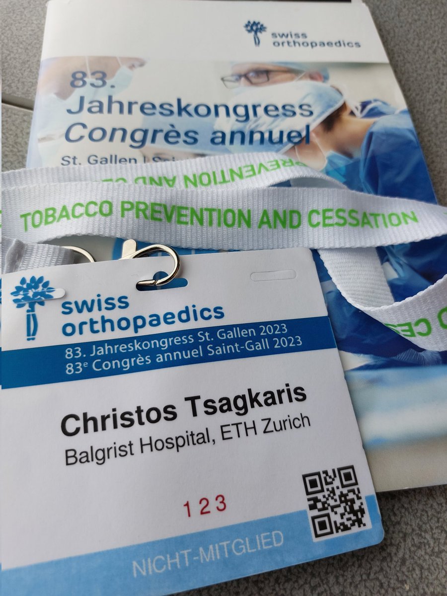 Attending the 83rd annual Congress of the Swiss Orthopaedics Society and presenting our work from @derbalgrist & @ETH_en on #spine #biomechanics 🦴🇨🇭

Bonus #tobaccocessation messaging with the #ECToH2023 badge 🚭 #DHPSP #orthotwitter #Surgtwitter #MedTwitter