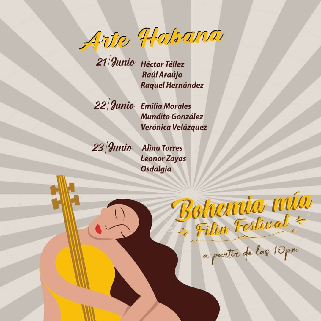 Hoy  concluye  Bohemia Mía Filin  Festival y para que no  dejes de asistir a  los conciertos de este  memorable día, te  compartimos la programación.  #SomosArtexCuba #CubaEsCultura #35Artex #35PromocionesArtísticasyLiterarias