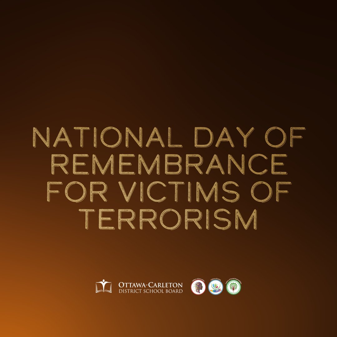 Today, flags at all OCDSB buildings fly at half-mast in observance of the National Day of Remembrance for Victims of Terrorism. Learn more: ow.ly/fHeA50OTZzh