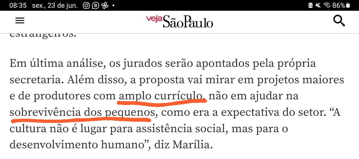 intiqueiroz's tweet photo. Declaração gravíssima da Secretaria Estadual de Cultura do estado de SP Marília Marton. A Lei Paulo Gustavo é uma lei emergencial. Não pode ser direcionada para grandes produções do cinema!! Não podemos deixar isso acontecer! Vai ter luta!! https://t.co/TlNyJHSnhN