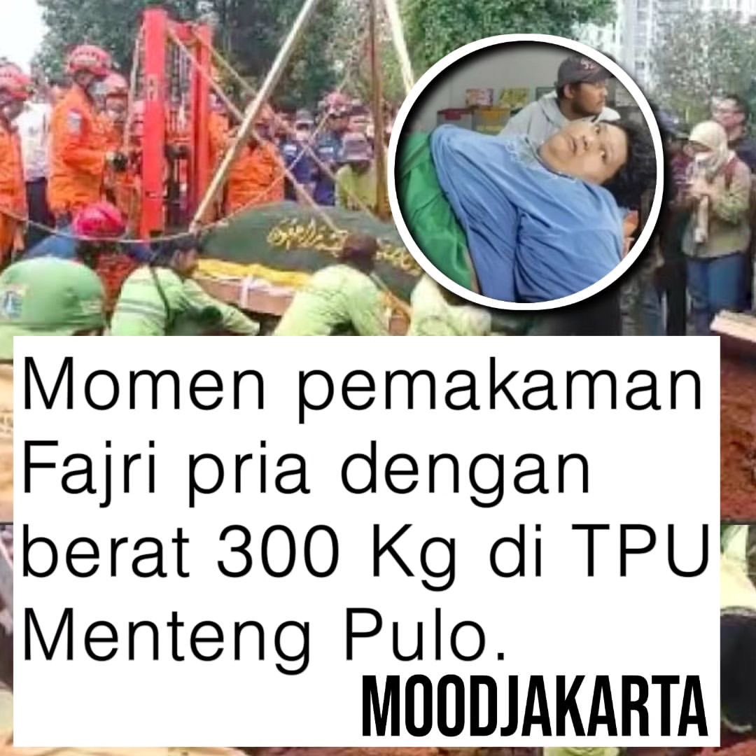 Jenazah pria obesitas dengan berat badan 300 kg asal Tangerang, Muhammad Fajri, dimakamkan di TPU Menteng Pulo dengan dibantu Damkar dan Basarnas menggunakan pulley system. Suasana haru menyelimuti proses pemakaman jenazah Fajri 🥺.