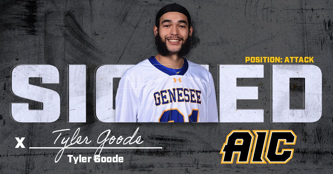 Excited to announce <a href="/TylerGoode11/">Tyler Goode</a> commitment to <a href="/aic_mens_lax/">AIC MEN'S LACROSSE</a>