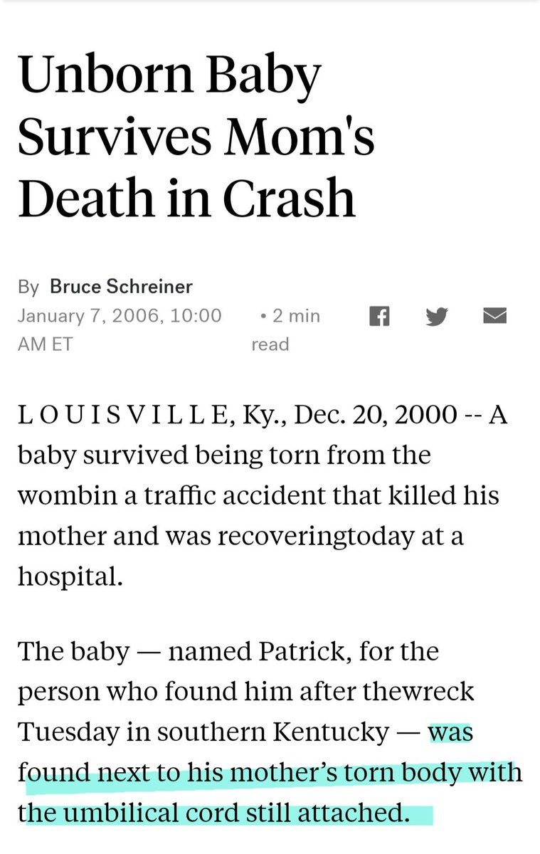 The baby was not in the mother

"Was found next to his mother's torn body"

That means he was breathing on his own.
