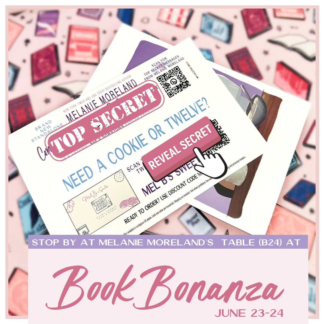 Will U B @ #bookbonanza23? Stop by #melaniemoreland B24 and pick up a collector's card with a special free cookie incentive! One for EVERY attendee!
#comingsoon #standaloneromance #bookbonanza #bloggers #RomanceReaders