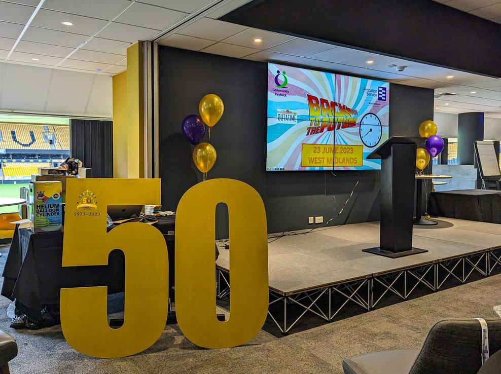 Celebrating 50 years of our Community Payback teams, with our exceptional West Midlands supervisors, managers and admin staff. Here's to another half-century! 💜🥳 #cp50