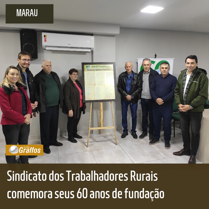 GraffosRevista's tweet photo. Dentro das comemorações das seis décadas de existência do Sindicato dos Trabalhadores Rurais de Marau, acontece nesta manhã um café com a imprensa, autoridades locais ex-presidentes e diretorias. 
O encontro está sendo realizado no auditório do STR. https://t.co/nGQv0dBSdj