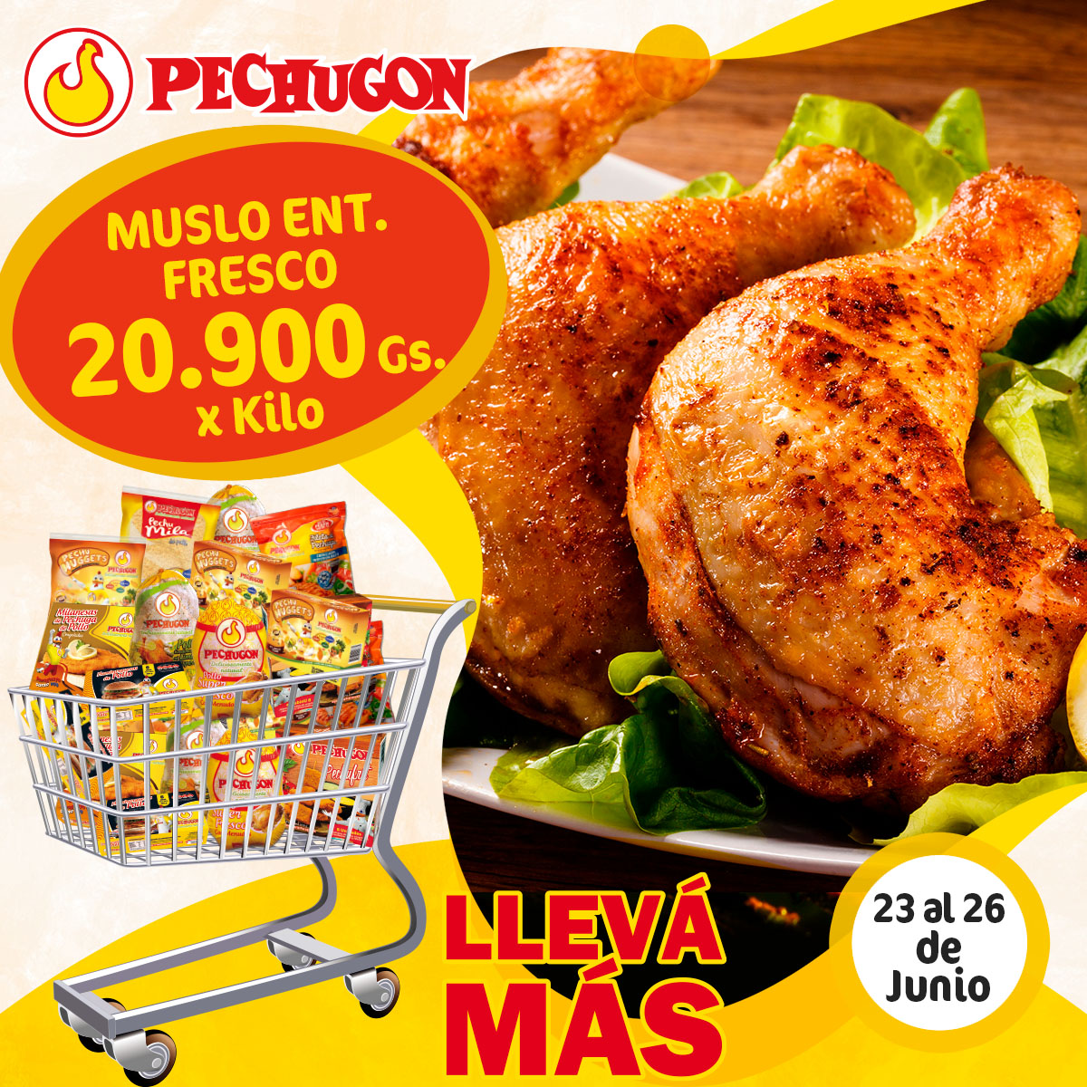 PechugonPy's tweet photo. Estas #ofertas las podes encontrar en la sección de congelados de los #supermercados y puntos de venta del país, también en la sección de frescos hasta el lunes 26 de junio.
. #Pechugon #pechugonpy #Pollo #Economico #Rendidor #DeliciosamenteNatural #ATodosLesGusta https://t.co/wGRsAXpvYe