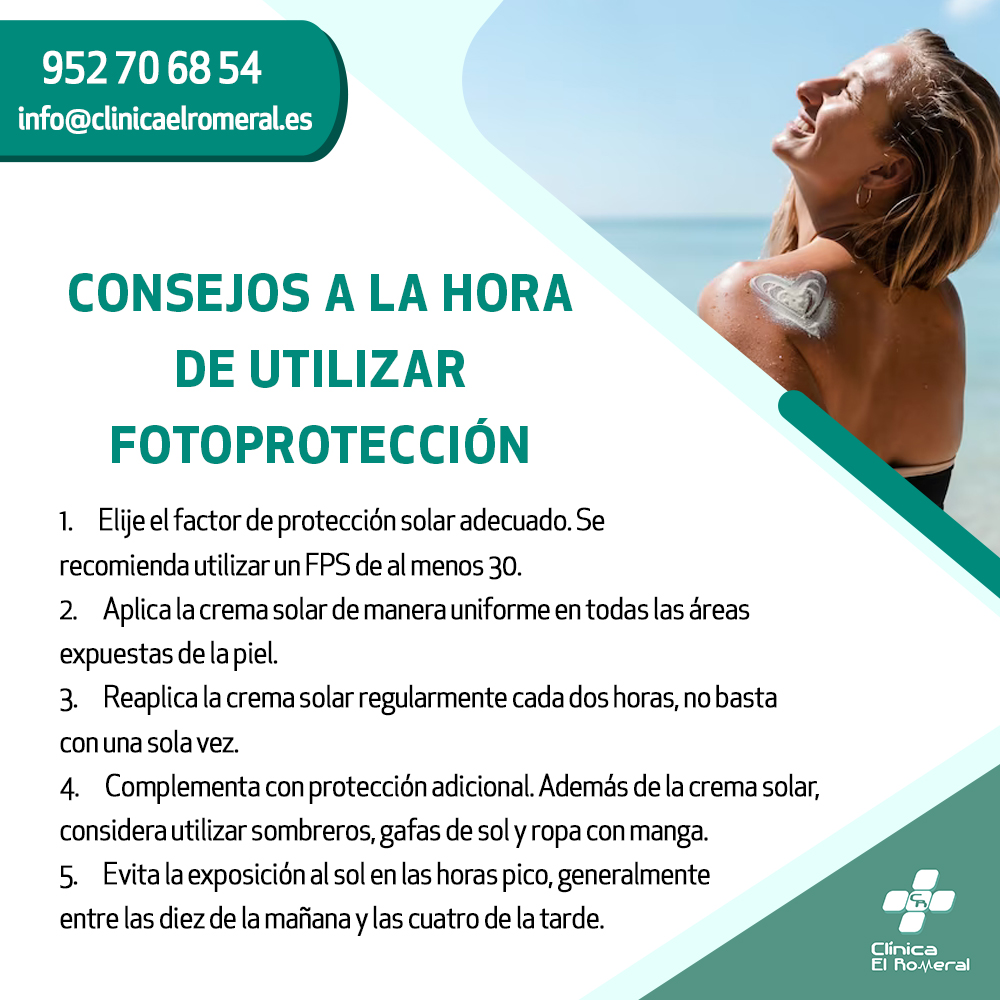 Consejos para usar FOTOPROTECCIÓN☀️🧴

#fotoproteccion #consejos #salud #sol #rayosuva #antequera #clinicaelromeral #medicina #centromedico #recomendaciones