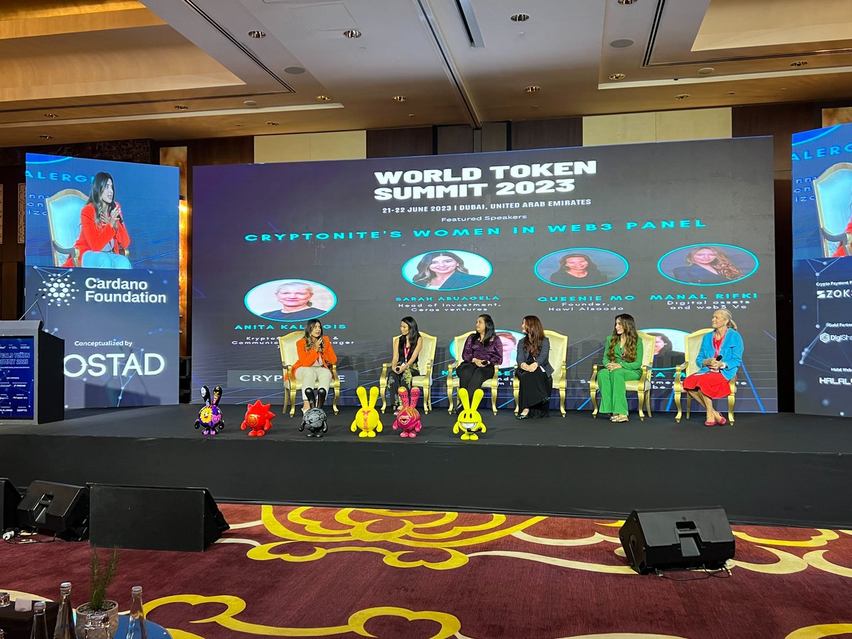 Congratulations to an insightful panel about Women in Web3 with Sarah Abuagela, @KryptoGranny, Queenie Mo, Monika Modi, @NadjaBester and Manal Rifki at World Token Summit organized by @Cardano_CF, @CryptoniteUae and @VostadLabs.

🌍 Diversity and Inclusion are essential values at…