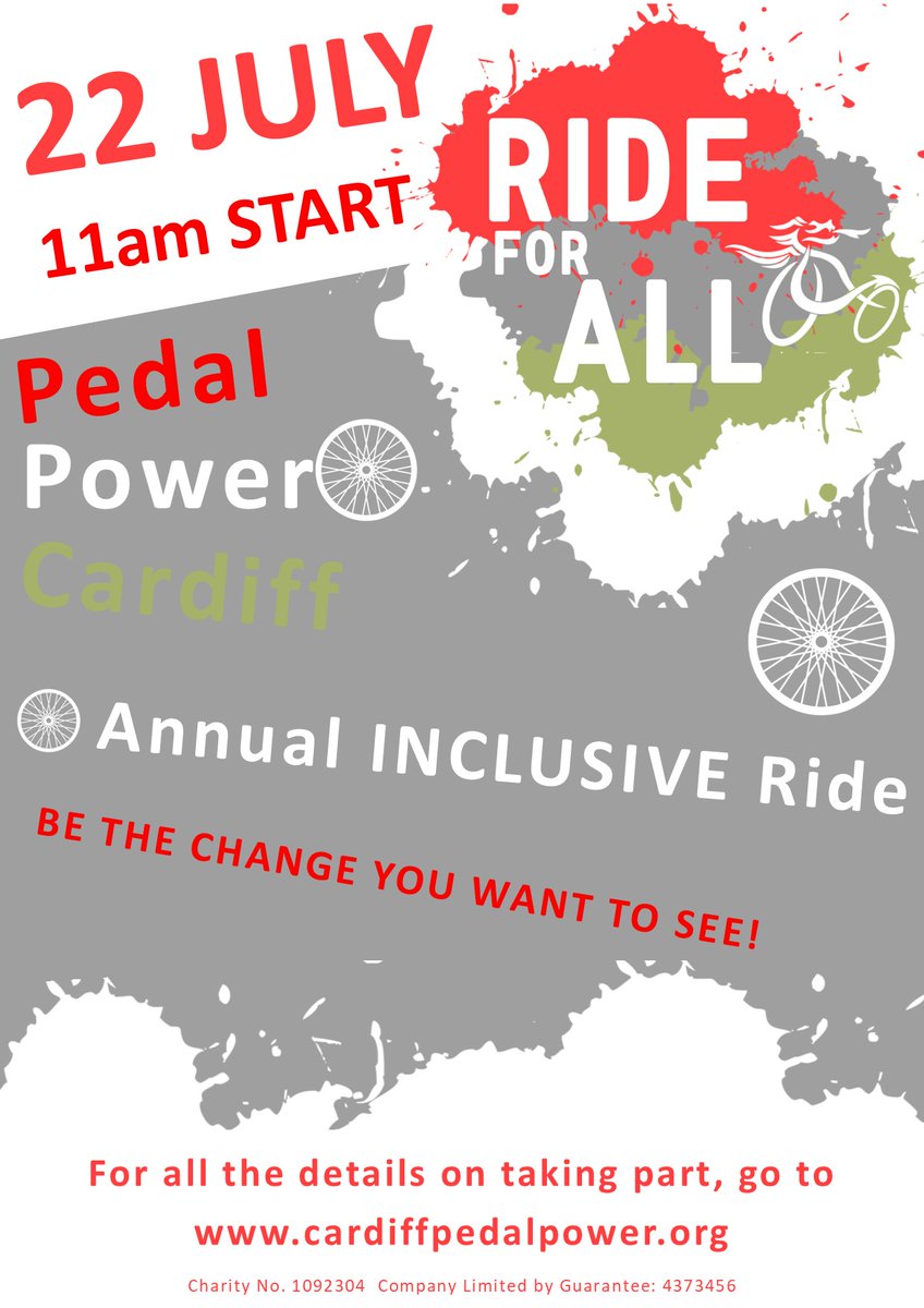 Registration for our 2023 Ride for All is now open! Starting at 11am on Saturday 22 July, it's free, open to everyone, fully inclusive, and most importantly, lots of fun. For details on how you can take part, go to cardiffpedalpower.org/ride4all