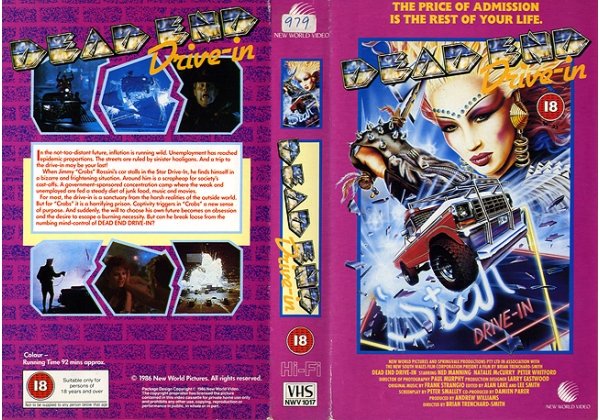 VhsAbyss's tweet photo. #vhsoftheday

Dead end drive-in (1986)

An Australian dystopian action film about a teenage couple trapped in a drive-in theatre which is really a concentration camp for societal rejects.

Trailer link:
https://t.co/dLw0uAA7Yl

#vhs #action #vhscover #dystopian #deadenddrivein https://t.co/6mWUh3fQnW