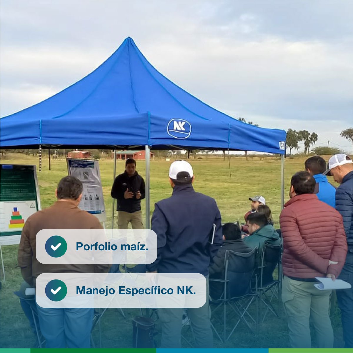 NKSemillas's tweet photo. El equipo NK dijo presente en las recorridas de 🌽 organizadas por @crea_arg  en 📍Otumpa y 📍Bandera, Santiago del Estero. Se presentaron los híbridos NK 842 VIPTERA3 y NK 855 VIPTERA 3, y se destacaron los usos y beneficios de Manejo Específico NK. 
 ¡Gracias Alexis Aznar por representarnos! 🙌