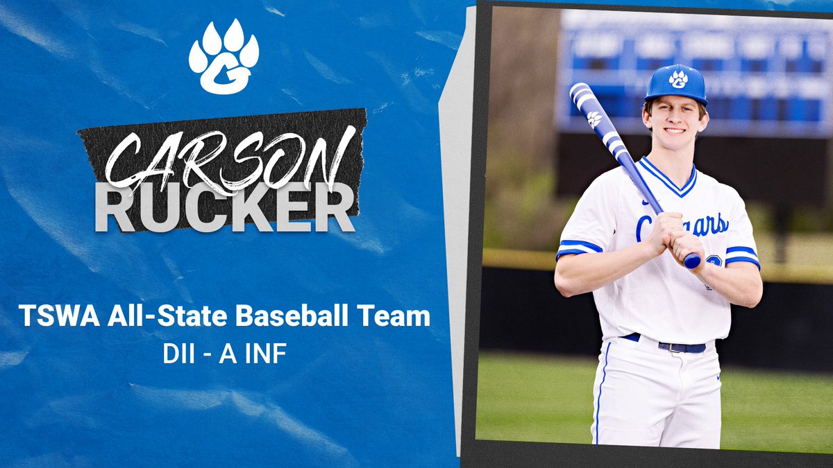 ⚾️ BASEBALL ⚾️

Congratulations to Carson Rucker for being selected to the 2023 Tennessee Sports Writers Association's All-state DII-A Baseball 
Team!
