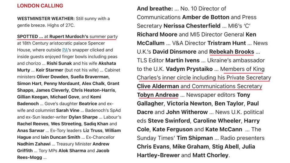 King Charles’ Private Secretary recently attended Rupert Murdoch’s summer party. Tell me again how Prince Harry lied about the invisible contract between the Palace and the press.