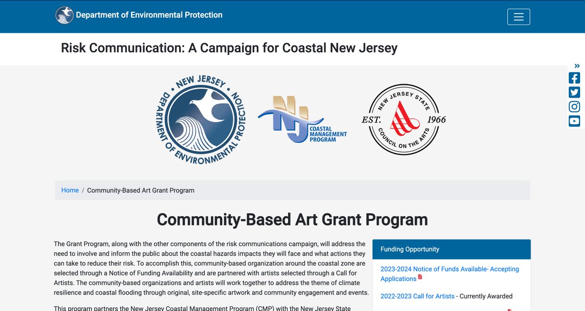 📢Calling NJ Community-Based Organizations📢 Applications for an <a href="/NewJerseyDEP/">New Jersey Department of Environmental Protection</a> art grant focused on coastal climate hazards close June 30th.
state.nj.us/dep/cmp/docs/2…