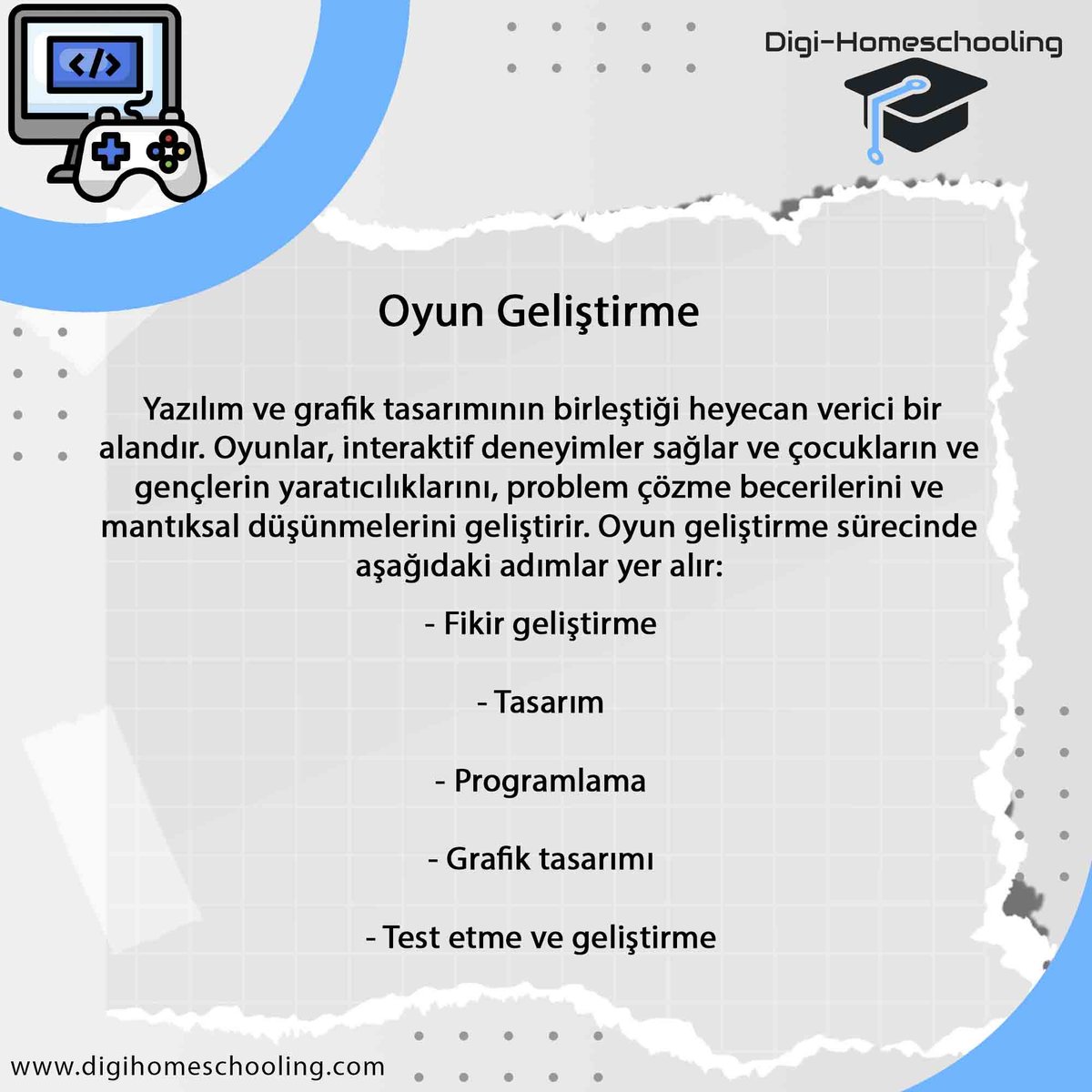 Oyun Geliştirme
.....
#codingbootcamp
#çocuklariçinkodlama
#kodlamayagiriş
#chatgpt #chatgpt4 #teknolojizirvesi #pythonforbeginners #pythondersleri #yapayzekateknolojileri #yapayzekatasarım #chatgpttips #kodlamadersi #yazılımeğitimi #chatgptforbusiness #kodlamakampı