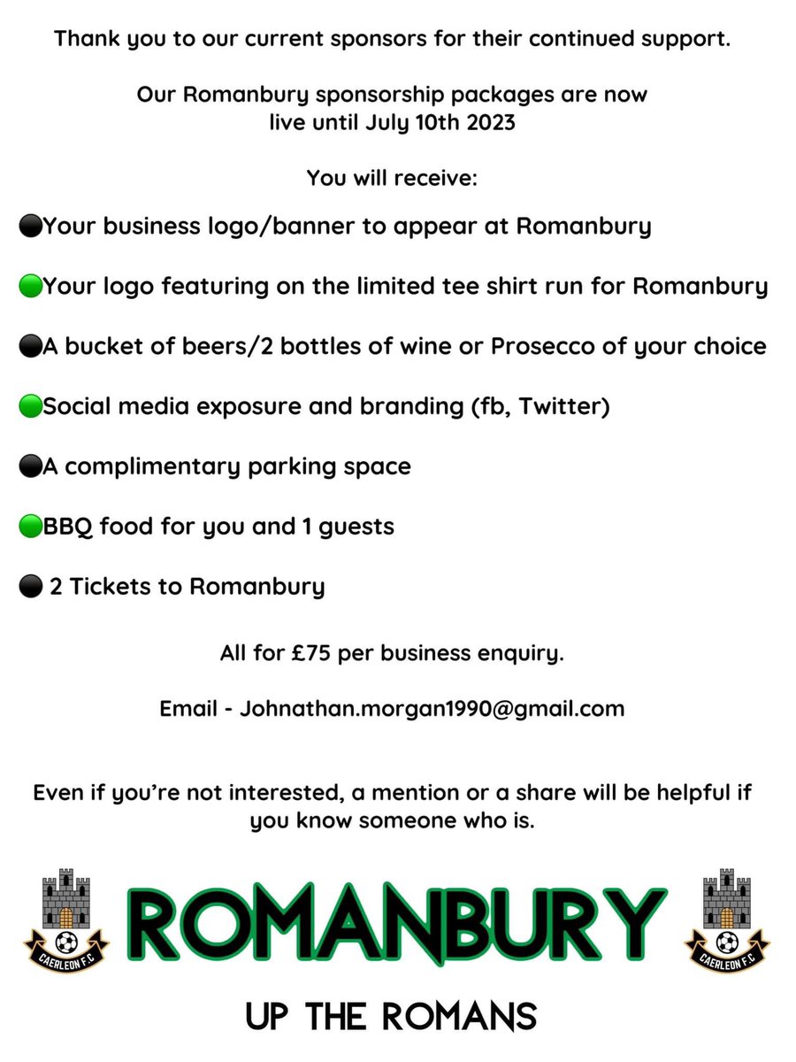 🖤 ROMANBURY SPONSORSHIP 💚