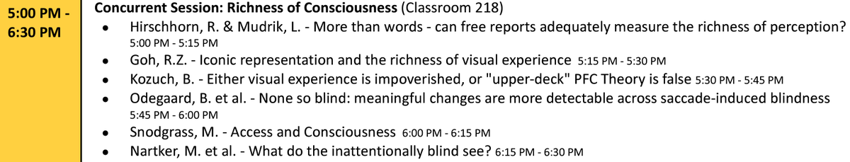 At #ASSC26 and struggling to decide which session to go to later this afternoon? Plug for 'Richness of Consciousness' w/ an awesome line of speakers, closed out by @NartkerMakaela and myself talking about what the inattentionally blind actually see... 🦍