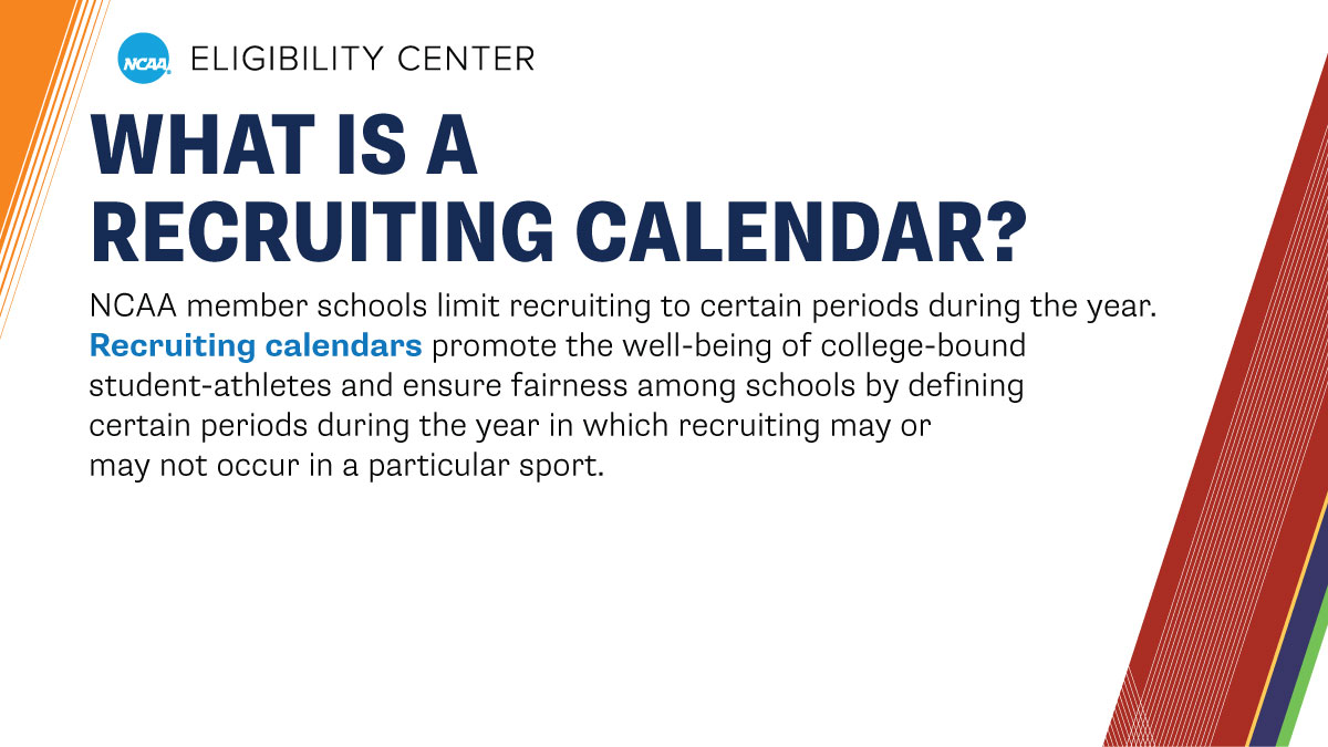 DYK? There are times during the year college coaches can't have in-person contact with you or your family. View the <a href="/NCAA/">NCAA</a> recruiting calendars to learn specifics for your sport and division.

➡️ on.ncaa.com/RecruitingCal