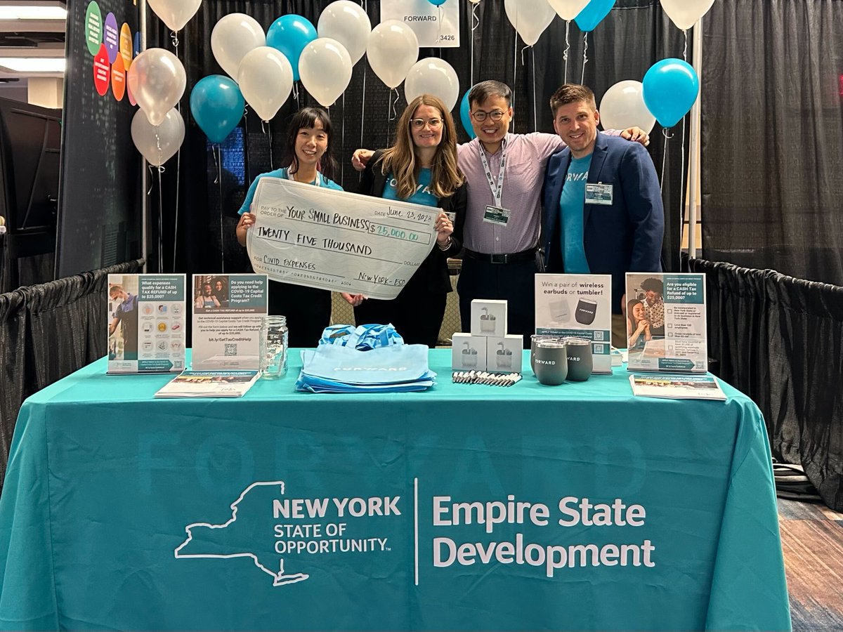 Calling all NY small businesses! FORWARD is at the @SmallBizExpo today with @EmpireStateDev and the @BOCNetwork to help small businesses impacted by the pandemic receive a tax credit of up to $25,000 through the COVID-19 Capital Costs Tax Credit Program.