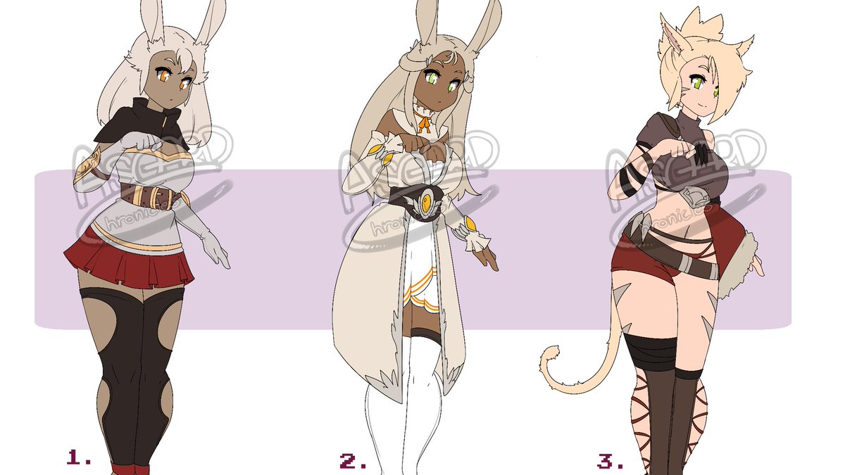AsyChronicles's tweet photo. FF14 inspired 😊

Available on DeviantArt and https://t.co/PaSqvnFqON

#asgardchronicles #adopt #adoptable #characterdesign #viera #miqote https://t.co/9qEbq3Q9Co