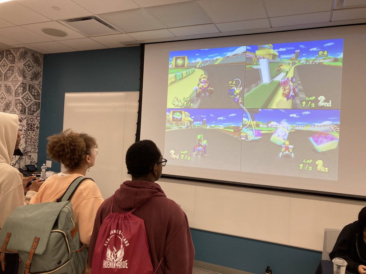 We’re at @UMTrotterMC playing Mario Kart Double Dash with Wolverine Parhways students