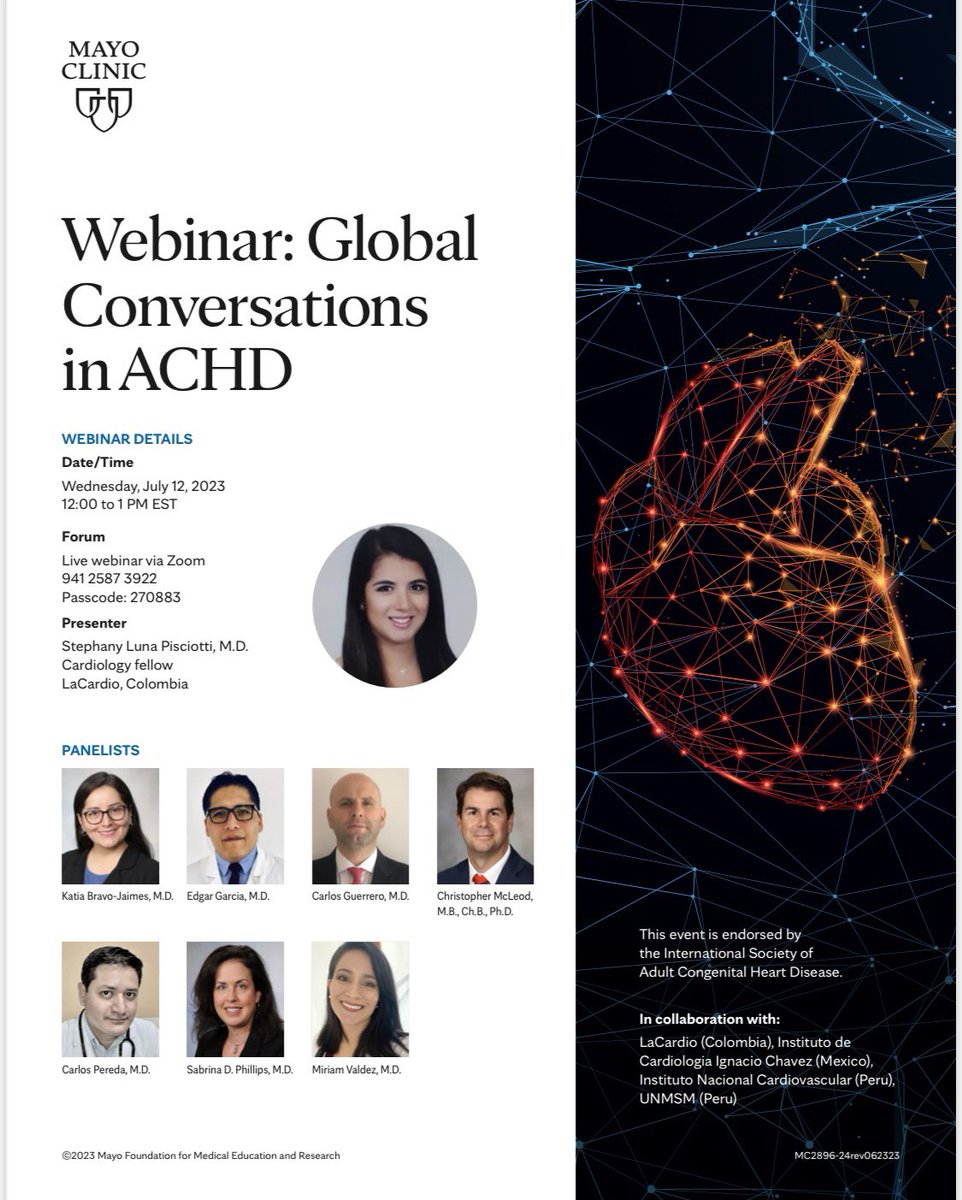 Katia Bravo, MD, FACC (@bravo__md) on Twitter photo 🚨 #ACCFIT #ACHD #CardioTwitter #MedEd
Happy to announce the 2nd session of “Global conversations in ACHD”
July 12 12-1pm EST
Now with endorsement from <a href="/ISACHD/">Int’l Society for Adult Congenital Heart Disease🌎</a>
<a href="/ACCinTouch/">American College of Cardiology</a> <a href="/AHAScience/">AHA Science</a> <a href="/AmerAcadPeds/">American Academy of Pediatrics</a> <a href="/CHD_education/">Pediatric/congenital cardiology education</a> <a href="/kardio_pedia/">Kardio Pedia</a> <a href="/Ped_cardio/">Cardiopedia</a> <a href="/PHNresearch/">Pediatric Heart Network</a> <a href="/kardio_pedia/">Kardio Pedia</a> 🚨 #ACCFIT #ACHD #CardioTwitter #MedEd
Happy to announce the 2nd session of “Global conversations in ACHD”
July 12 12-1pm EST
Now with endorsement from <a href="/ISACHD/">Int’l Society for Adult Congenital Heart Disease🌎</a>
<a href="/ACCinTouch/">American College of Cardiology</a> <a href="/AHAScience/">AHA Science</a> <a href="/AmerAcadPeds/">American Academy of Pediatrics</a> <a href="/CHD_education/">Pediatric/congenital cardiology education</a> <a href="/kardio_pedia/">Kardio Pedia</a> <a href="/Ped_cardio/">Cardiopedia</a> <a href="/PHNresearch/">Pediatric Heart Network</a> <a href="/kardio_pedia/">Kardio Pedia</a>