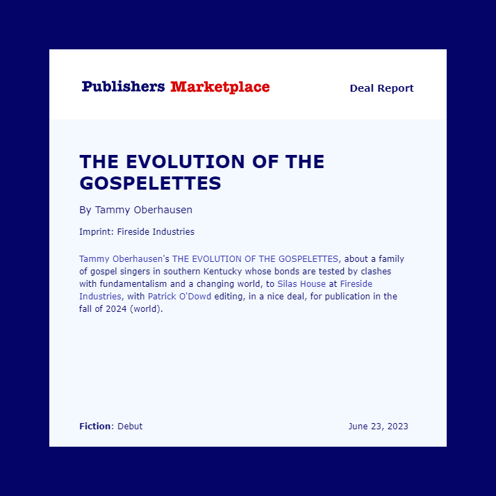 patrickodowd's tweet photo. Happy Friday! Truly excited to be publishing Tammy Oberhausen's debut novel, THE EVOLUTION OF THE GOSPELETTES, as part of the Fireside Industries imprint with @HindmanSchool @silasdhouse. 

https://t.co/SWRL38l5hA

@KentuckyPress https://t.co/0CxonLVjSz