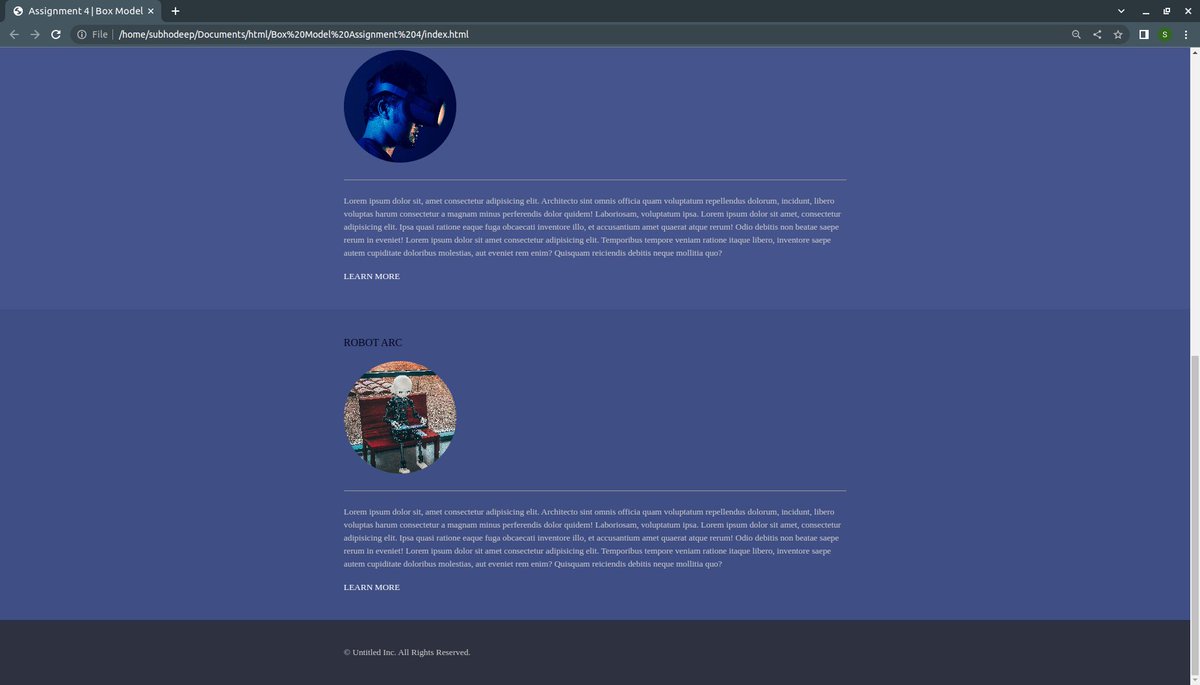 subhadip_goraii's tweet image. Day 9 of #100DaysOfCode 
.
.
Create two web pages utilizing the box model.

#selftaughtdeveloper
#CodeNewbies
#learningtocode
#lovetocode