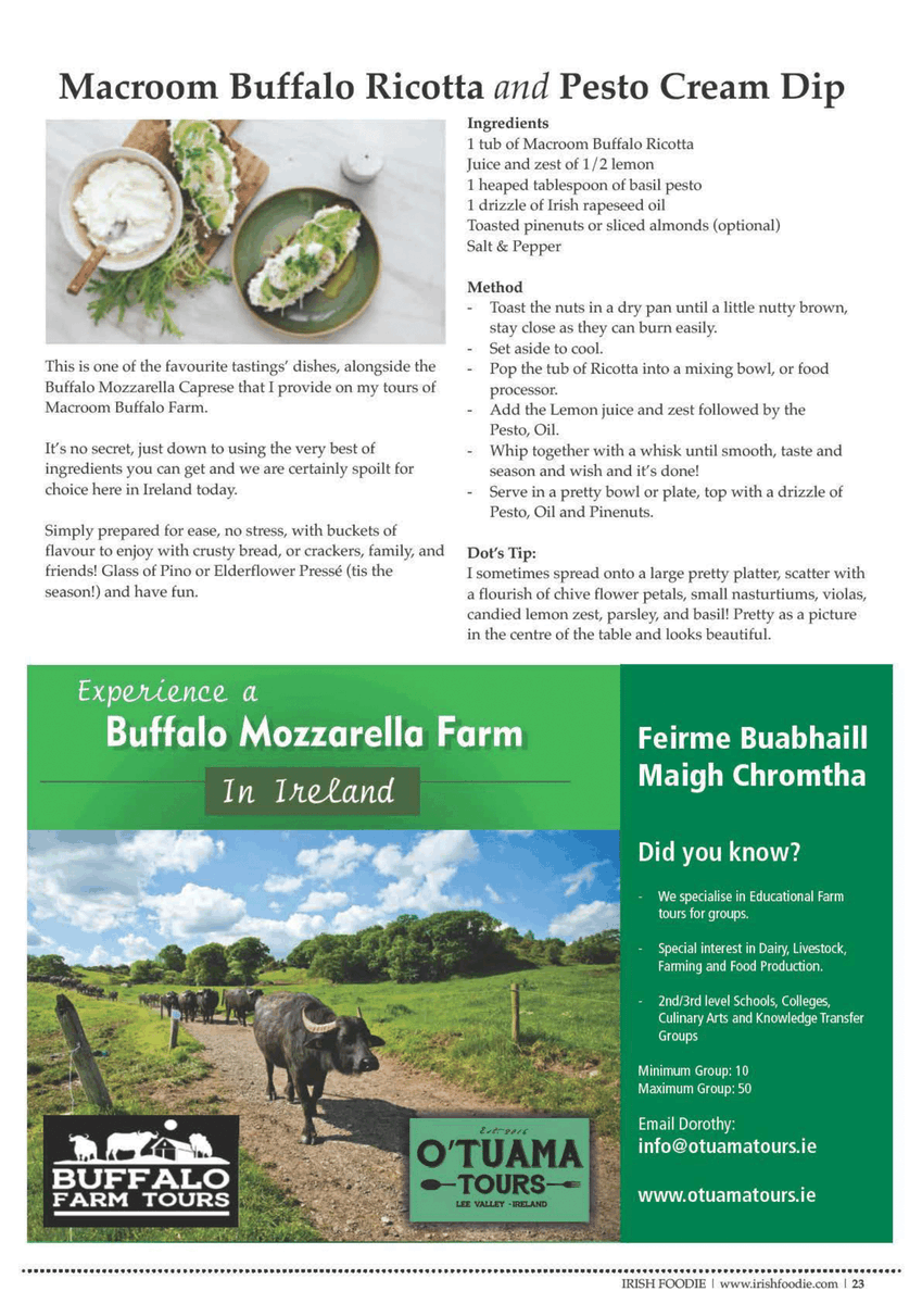 Come to #WestCork where the Buffalo Roam!
Go to O'Tuama Buffalo Tours nr. #Macroom and taste some of the WORLD's best artisan mozzarella! <a href="/buffalofarmtour/">Dorothy O'Tuama</a>
#IrishFoodie #WOMedia #WhatsoninWestCork

irishfoodie.ie

whatsoninwestcork.ie/flipbook/libra…
