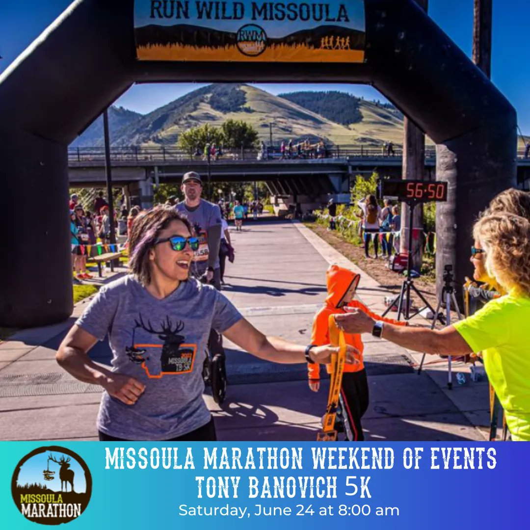 Next on the schedule of events- the Tony Banovich 5K! Join us on Saturday, June 24 at 8:00. This event starts on Higgins Avenue just north of the Beartracks Bridge and finishes just below the bridge, at the Runner's Expo. For more info: buff.ly/3NkGblP