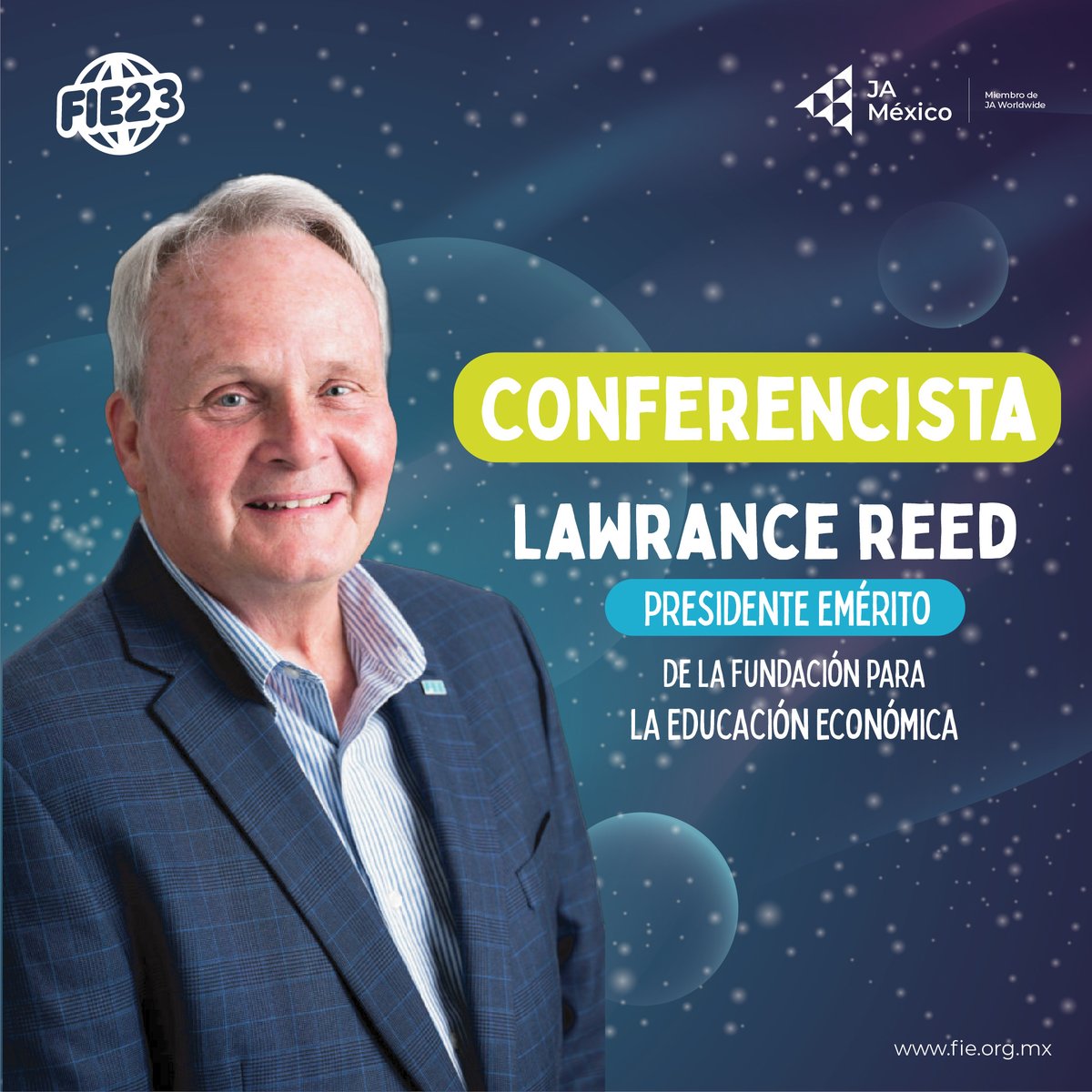 Estamos muy contentos de contar con la participación de Lawrance Reed, Presidente emérito de la Fundación para la Educación Económica y también autor del libro "Héroes Reales" 🌎🏆 No te pierdas su conferencia en el #FIE 2023 🤩🚀✨ fie.org.mx