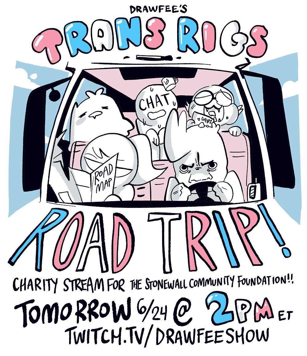 This is TOMORROW! Come on a big road trip with us (in American Truck Simulator) for charity! You have to use the middle seat though, sorry.