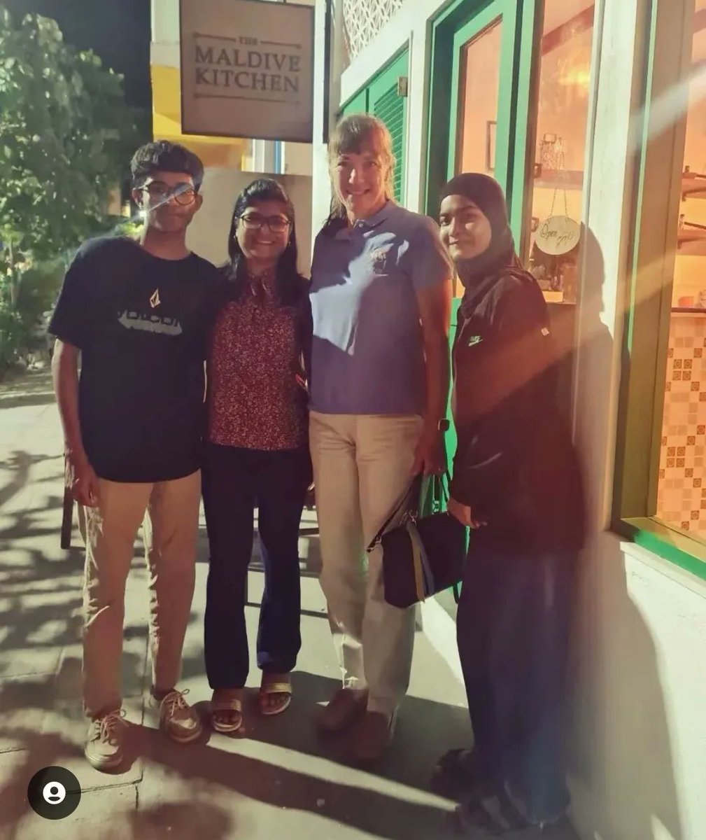 Last year we had a visit from former #NASA Astronaut Captain Heidemarie M. Stefanyshyn-Piper. 
Tonight we recieved this deightful photo from her with a very special message.
We are so glad she remembered us and more importantly Maldivian food. Thank you.
<a href="/USinMaldives/">U.S. Embassy in Maldives</a>