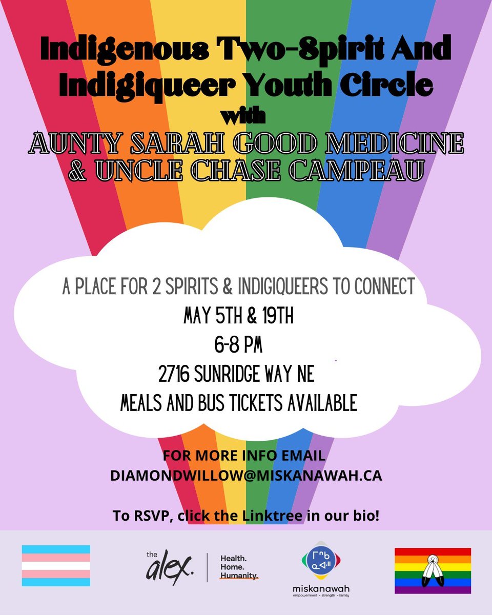 Come check out our Indigenous Two-Spirit &amp; Indigiqueer Youth Circle at Diamond Willow Youth Lodge. We are partnering with The Alex @alex_yhc. This will be a bi-weekly circle hosted by Aunty Sarah <a href="/mcgoodmedicine/">Sarah Good Medicine</a> and Uncle Chase @twospiritsonelove 

PM us with any questions!