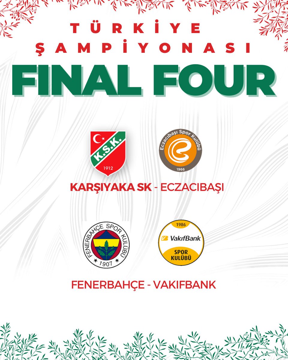 🇹🇷 Samsun’da düzenlenen Genç Kızlar Türkiye Şampiyonası’nda Final Four eşleşmeleri.⬇️