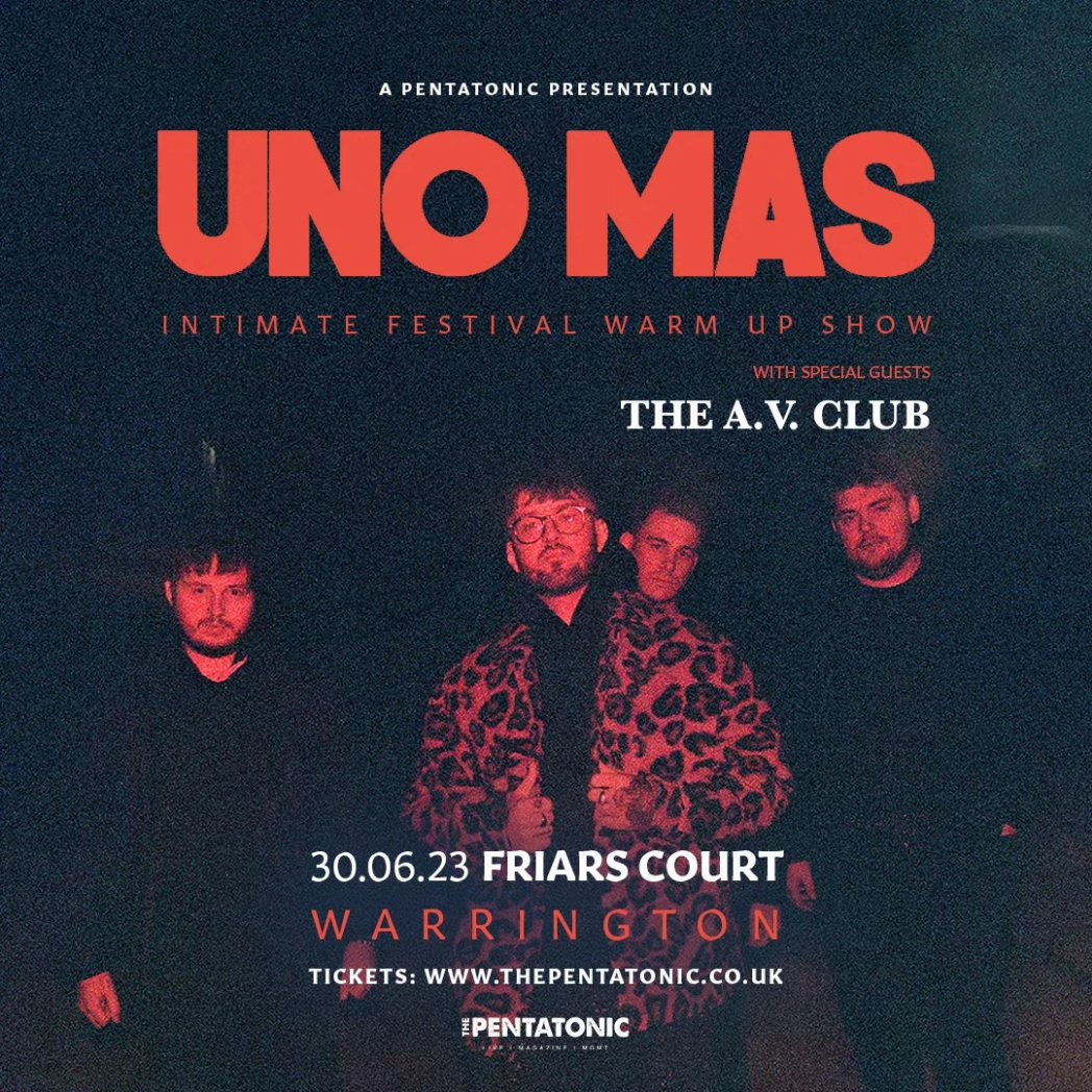 UNO MAS (@unomasband) on Twitter photo 1 WEEK TODAY β°οΈ
We are very happy to have our mates <a href="/THEAVCLUBBAND/">THE A.V. CLUB</a> on board for our Warrington show next Friday at Friars Court!! π
Gonna be a proper party this π
πLimited tickets available here ππΌ
fatsoma.com/e/rqim9nj5/la/β¦ 1 WEEK TODAY β°οΈ
We are very happy to have our mates <a href="/THEAVCLUBBAND/">THE A.V. CLUB</a> on board for our Warrington show next Friday at Friars Court!! π
Gonna be a proper party this π
πLimited tickets available here ππΌ
fatsoma.com/e/rqim9nj5/la/β¦