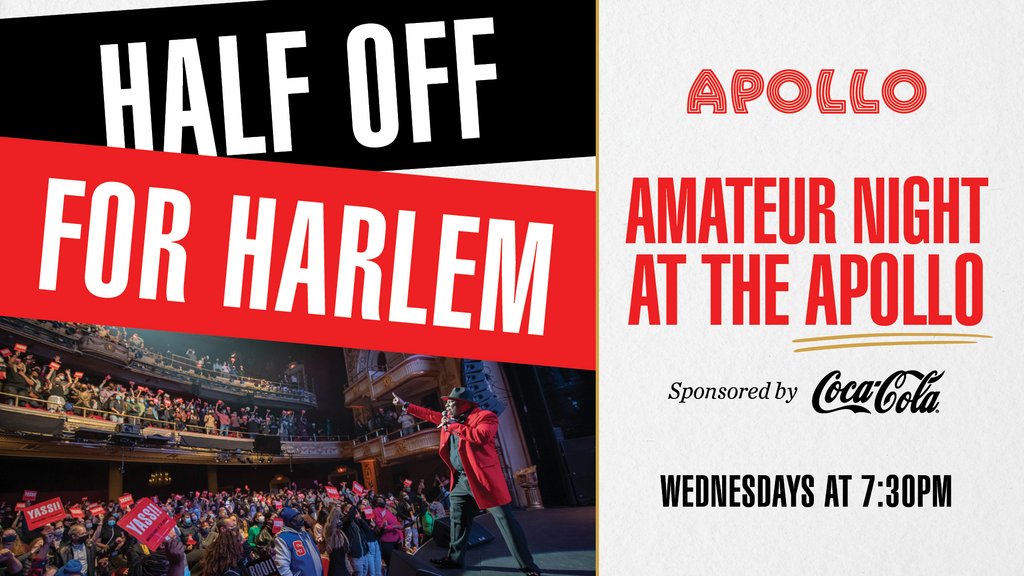 ApolloTheater's tweet image. Harlem homies, we’re hooking you up! Did you know you can get half off tix for #AmateurNightApollo? 

Hit the link for more info about ⭐️ Half off for Harlem! ⭐️
bit.ly/Apollo-Half-Of…