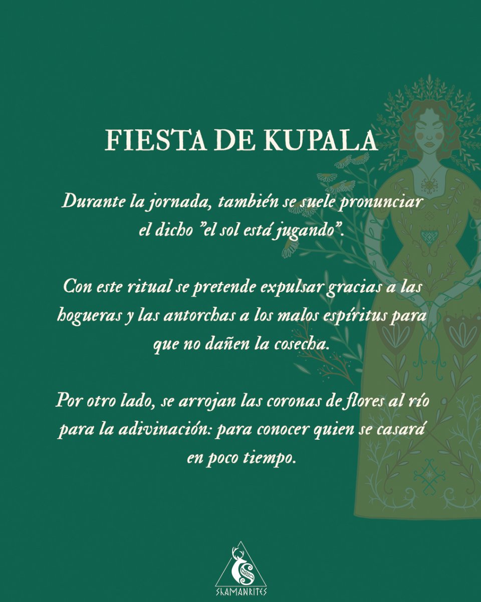 Shamanrites's tweet photo. ☀️ La fiesta de #Kupala es la celebración del #solsticiodeverano en el #folkloreeslavo, una festividad en honor al florecimiento de la naturaleza ✨🌿
Hay similitudes en las fiestas que se hacen en esta época en distintos lugares.

¿te apetece compartir como lo celebraste tú? https://t.co/X50SYu4vfi