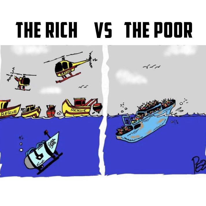 The submarine incident where billionaires died got the headlines, whereas the boat where 400 hungry and desperate people drowned got side-lined.