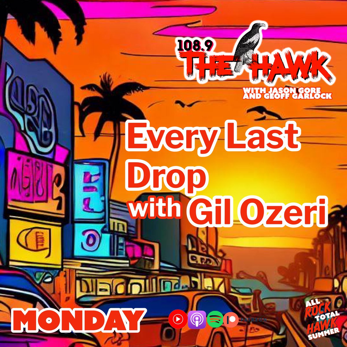 The great @gilozeri guests on The Hawk! MONDAY!